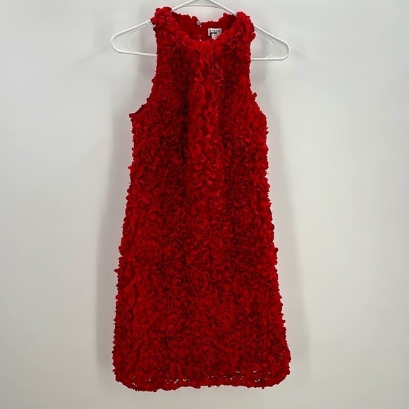 J Crew Factory Rosette mini dress in Deep Ruby Red size 0 NWT CE631 - Picture 5 of 12